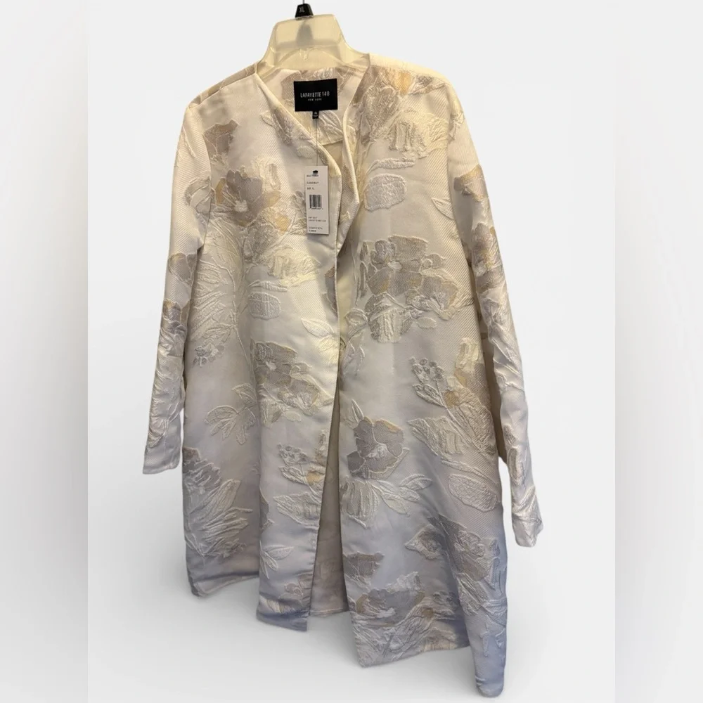 Lafayette 148 Jacquard Topper Coat, XL, Cloud Multi, NWT - Picture 2 of 9